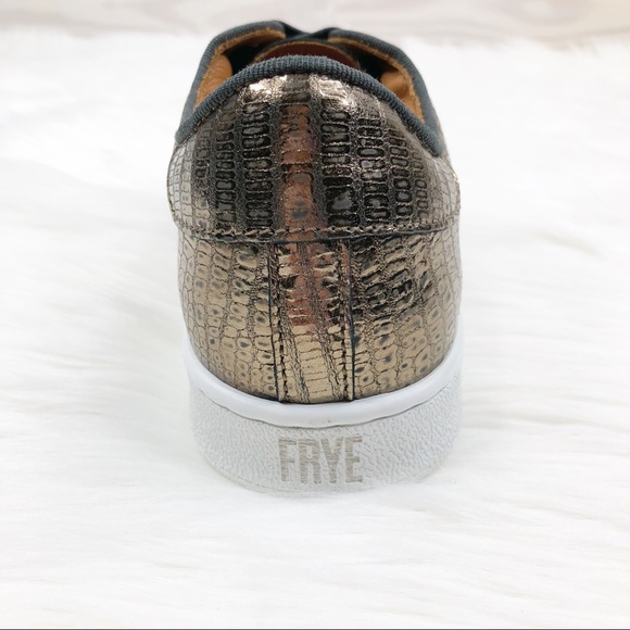 Frye Alexis Sneaker Bronze Lizard Leather New - Picture 4 of 8